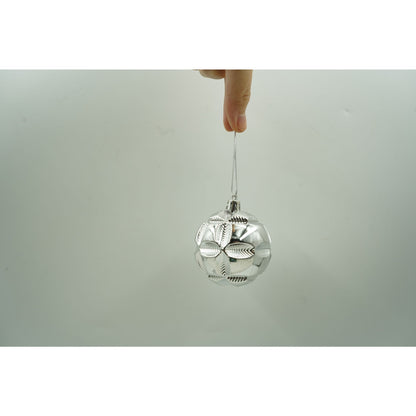 Set de 12 ornamente de brad, Flippy, de tip Glob, Argintiu, din plastic, cu finisaj sclipitor , cutie  6  cm adancime x 30  cm inaltime x 18  cm lungime)-3