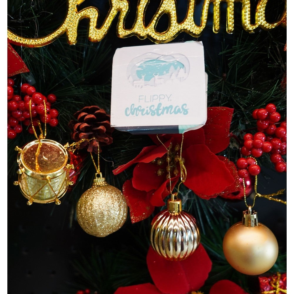 Set de 20 ornamente de brad, Flippy, de tip Glob, Auriu, din polistiren, cu finisaj sclipitor , cutie  4  cm adancime x 20  cm lungime x 16  cm inaltime-9