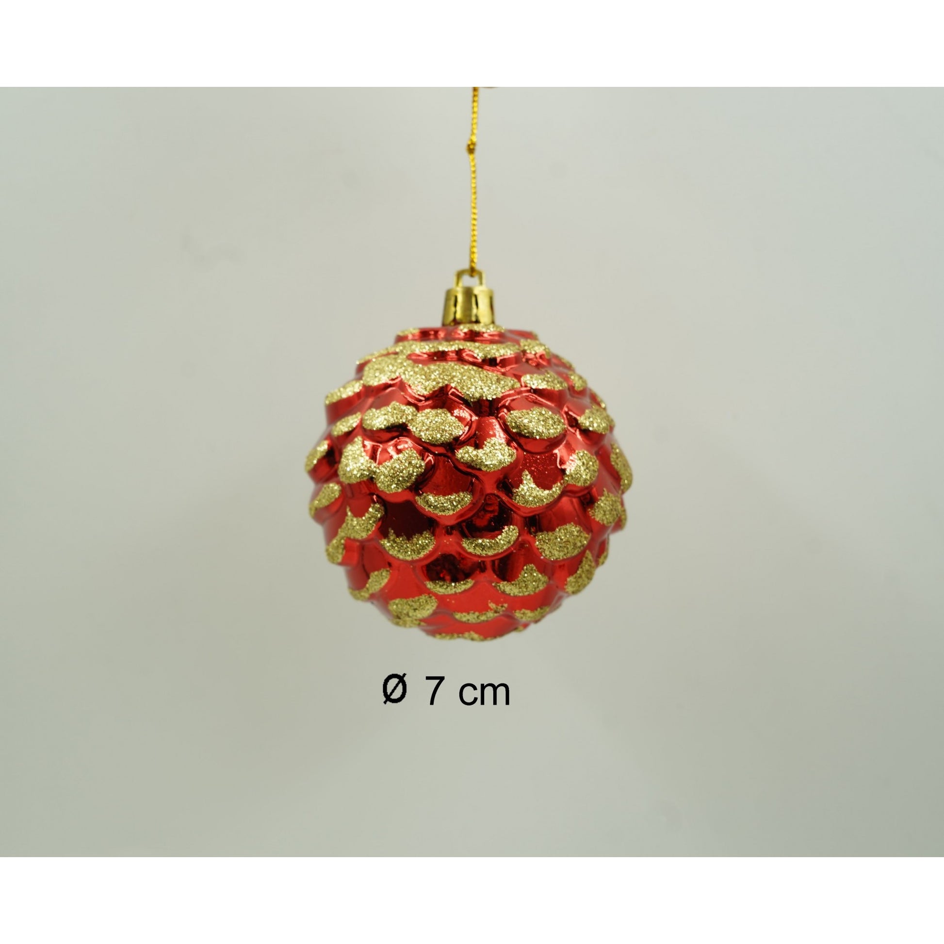 Set de 24 ornamente de brad, Flippy, de tip Glob, Alb/ Rosu, cu ø de 7 cm, din plastic, cu finisaj sclipitor , cutie  16  cm lungime x 36  cm inaltime x 16  cm adancime-5