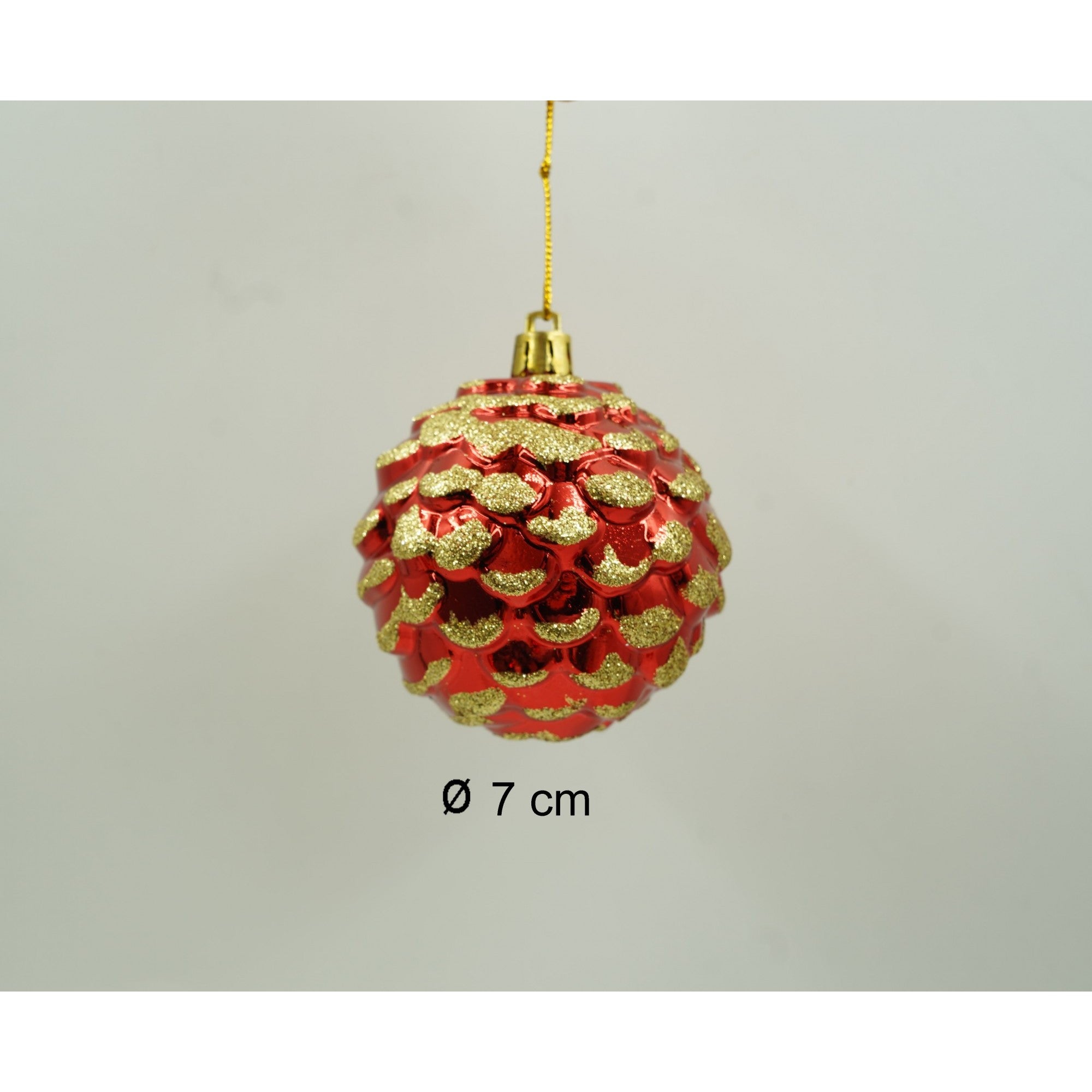 Set de 24 ornamente de brad, Flippy, de tip Glob, Alb/ Rosu, cu ø de 7 cm, din plastic, cu finisaj sclipitor , cutie  16  cm lungime x 36  cm inaltime x 16  cm adancime-5