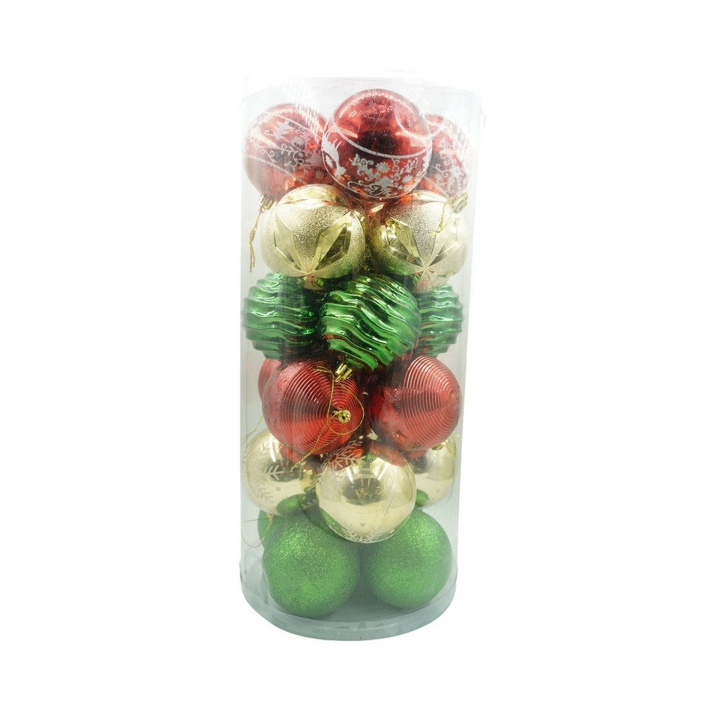 Set de 24 ornamente de brad, Flippy, de tip Glob, Multicolor, cu ø de 8 cm, din plastic, cu finisaj sclipitor , cutie  19  cm lungime x 42  cm inaltime x 19  cm adancime-0