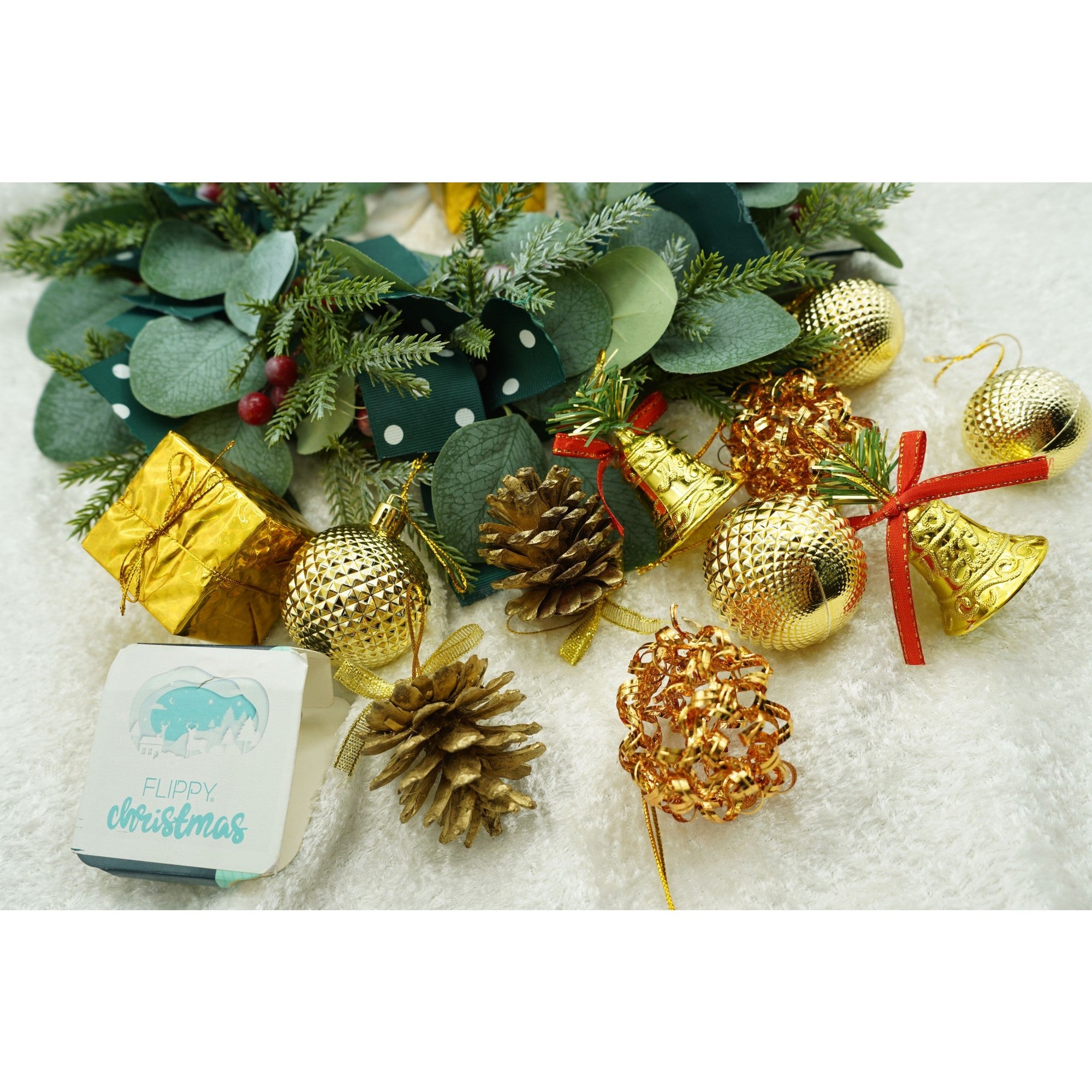 Set de 24 ornamente de brad, Flippy, de tip Glob, Multicolor, din polistiren, cu finisaj sclipitor , cutie  5  cm adancime x 29  cm lungime x 19  cm inaltime-2