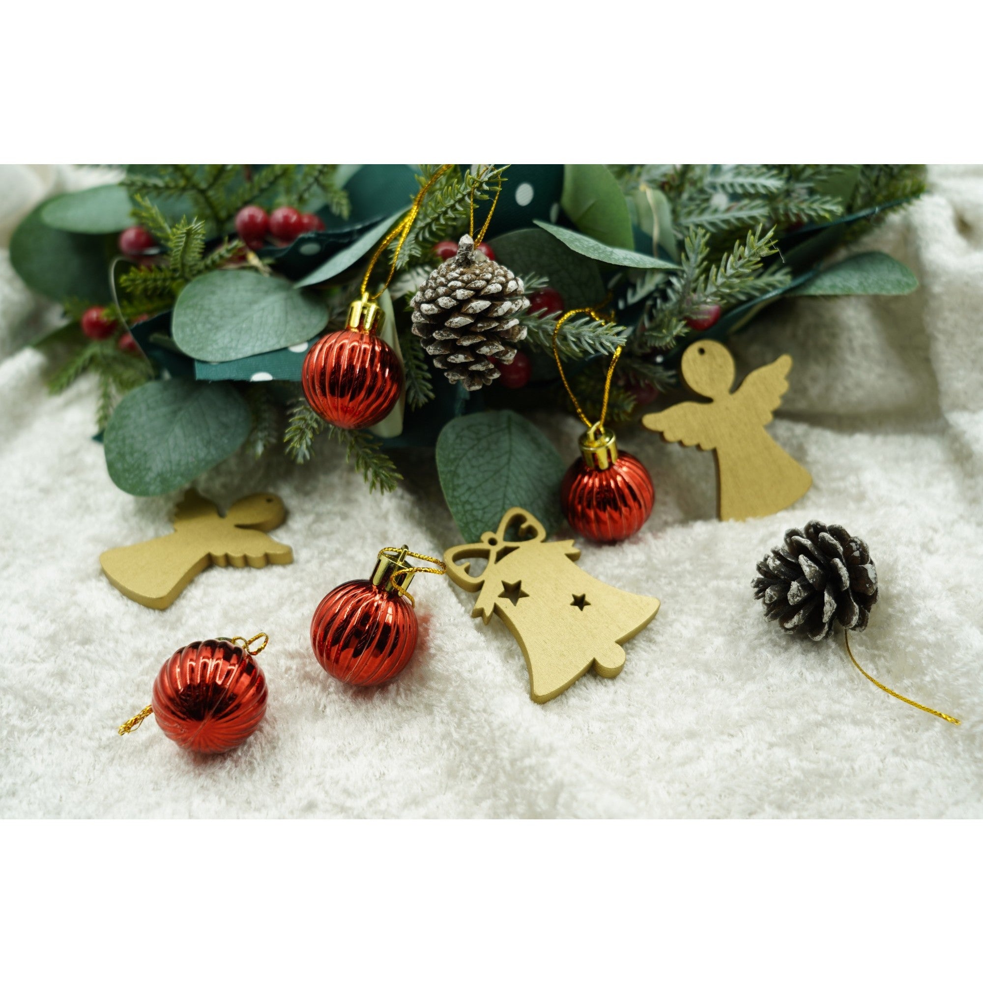 Set de 24 ornamente de brad, Flippy, de tip Glob, Multicolor, din polistiren, cu finisaj sclipitor , cutie  3  cm adancime x 20  cm lungime x 14  cm inaltime-1