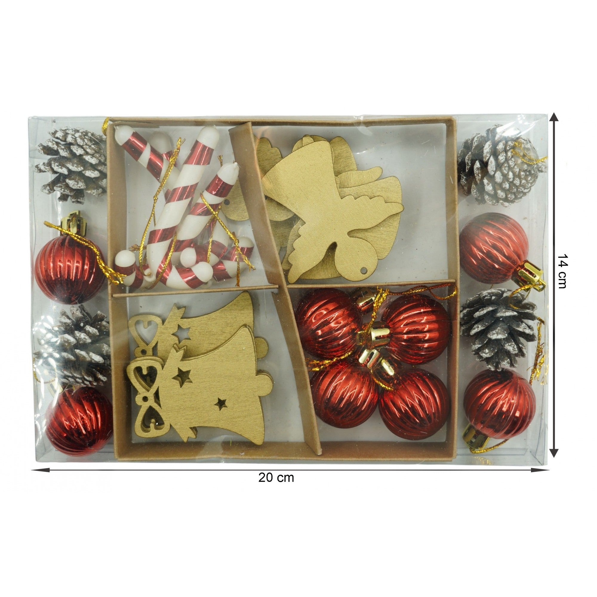 Set de 24 ornamente de brad, Flippy, de tip Glob, Multicolor, din polistiren, cu finisaj sclipitor , cutie  3  cm adancime x 20  cm lungime x 14  cm inaltime-5