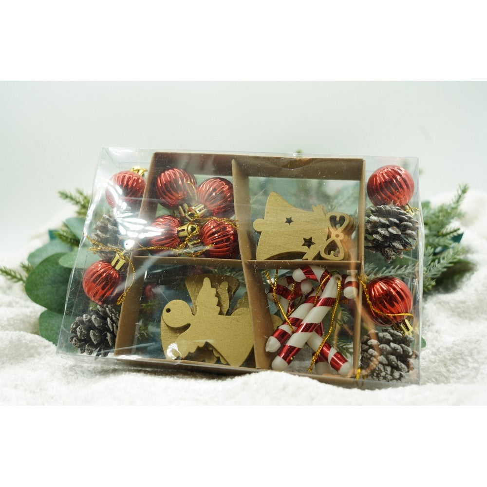 Set de 24 ornamente de brad, Flippy, de tip Glob, Multicolor, din polistiren, cu finisaj sclipitor , cutie  3  cm adancime x 20  cm lungime x 14  cm inaltime-9