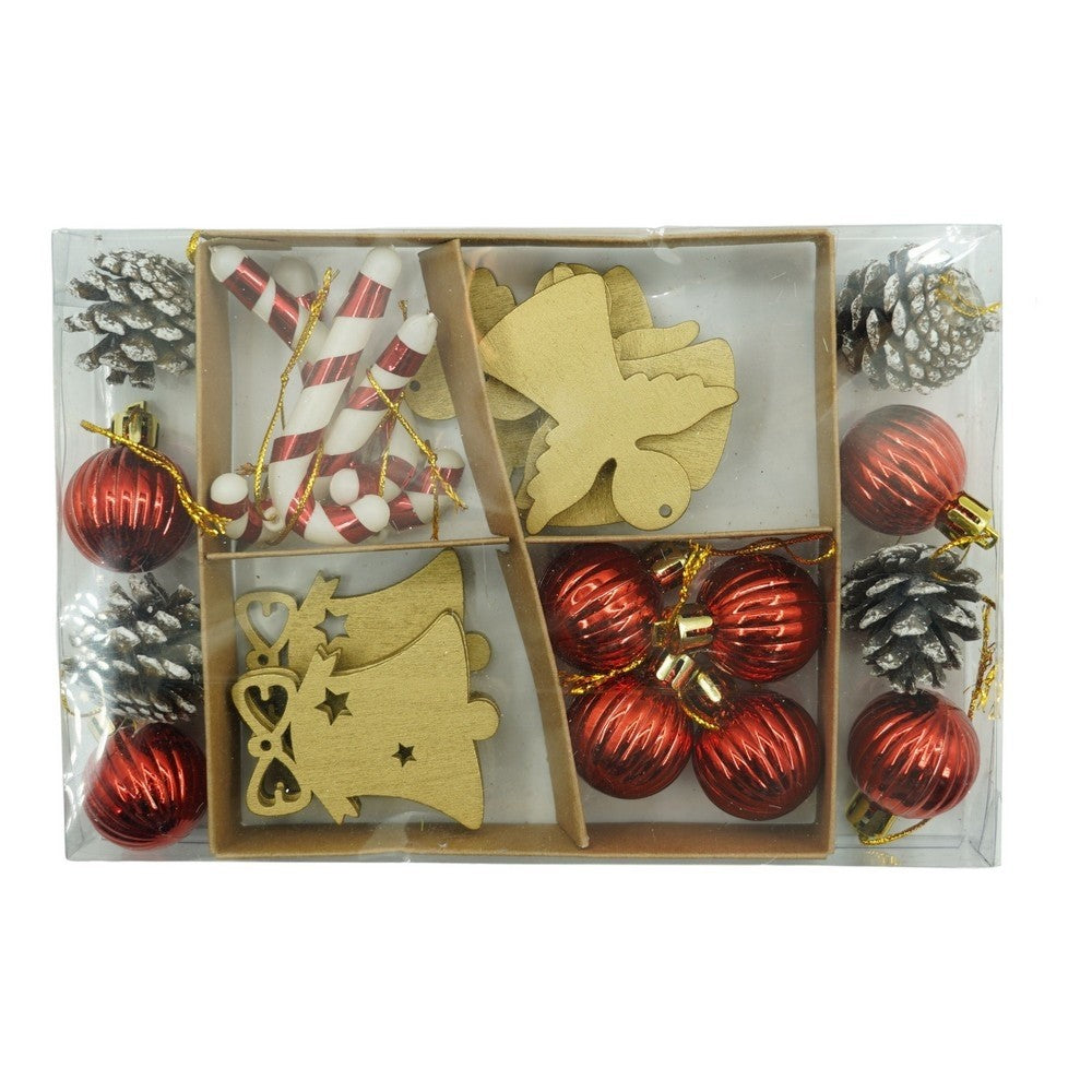 Set de 24 ornamente de brad, Flippy, de tip Glob, Multicolor, din polistiren, cu finisaj sclipitor , cutie  3  cm adancime x 20  cm lungime x 14  cm inaltime-0