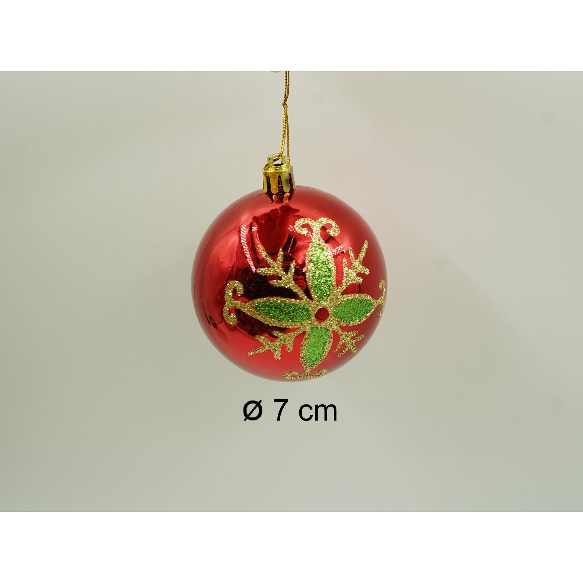 Set de 24 ornamente de brad, Flippy, de tip Glob, Rosu/ Auriu, cu ø de 7 cm, din plastic, cu finisaj sclipitor , cutie  16  cm lungime x 36  cm inaltime x 16  cm adancime-5