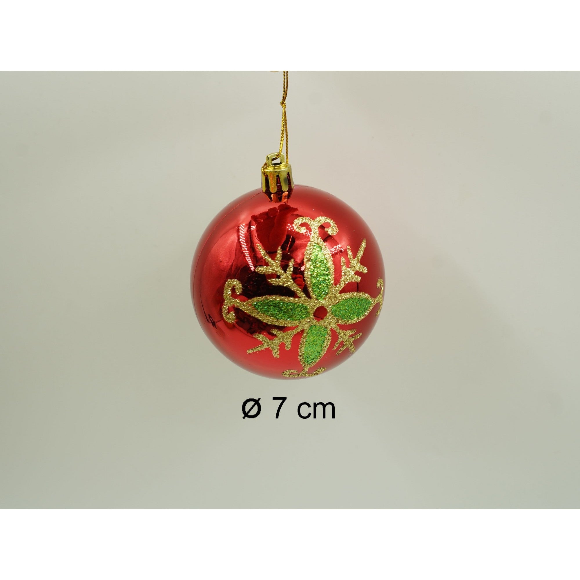 Set de 24 ornamente de brad, Flippy, de tip Glob, Rosu/ Auriu, cu ø de 7 cm, din plastic, cu finisaj sclipitor , cutie  16  cm lungime x 36  cm inaltime x 16  cm adancime-5