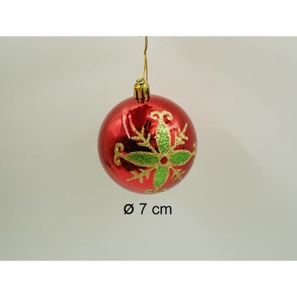 Set de 24 ornamente de brad, Flippy, de tip Glob, Rosu/ Auriu, cu ø de 7 cm, din plastic, cu finisaj sclipitor , cutie  16  cm lungime x 36  cm inaltime x 16  cm adancime-5