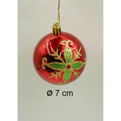 Set de 24 ornamente de brad, Flippy, de tip Glob, Rosu/ Auriu, cu ø de 7 cm, din plastic, cu finisaj sclipitor , cutie  16  cm lungime x 36  cm inaltime x 16  cm adancime-10