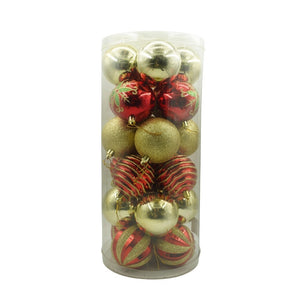 Set de 24 ornamente de brad, Flippy, de tip Glob, Rosu/ Auriu, cu ø de 7 cm, din plastic, cu finisaj sclipitor , cutie  16  cm lungime x 36  cm inaltime x 16  cm adancime-0