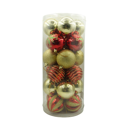 Set de 24 ornamente de brad, Flippy, de tip Glob, Rosu/ Auriu, cu ø de 7 cm, din plastic, cu finisaj sclipitor , cutie  16  cm lungime x 36  cm inaltime x 16  cm adancime-0