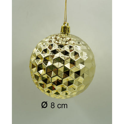 Set de 24 ornamente de brad, Flippy, de tip Glob, Rosu/ Auriu, cu ø de 8 cm, din plastic, cu finisaj sclipitor , cutie  19  cm lungime x 42  cm inaltime x 19  cm adancime-10