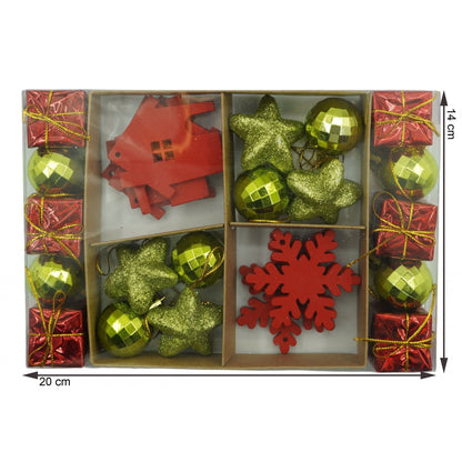 Set de 24 ornamente de brad, Flippy, de tip Glob, Rosu/ Auriu, din polistiren, cu finisaj sclipitor , cutie  3  cm adancime x 20  cm lungime x 14  cm inaltime-5