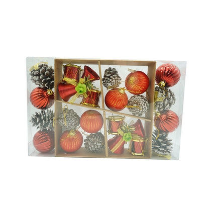 Set de 24 ornamente de brad, Flippy, de tip Glob, Rosu/ Maro, din polistiren, cu finisaj sclipitor , cutie  5  cm adancime x 29  cm lungime x 19  cm inaltime-0