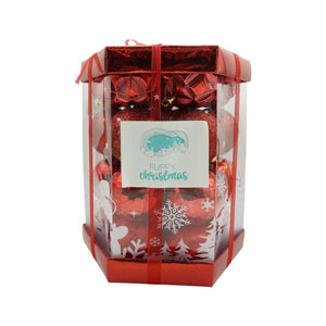 Set de 28 ornamente de brad, Flippy, de tip Glob, Rosu, din polistiren, cu finisaj sclipitor , cutie  18  cm adancime x 22  cm inaltime x 18  cm lungime)-0