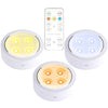 Set de 3 Lampi Led Flippy, Fara Fir, Cu Baterii, 3 Culori de Lumina, cu Telecomanda, din Plastic, Alb-0