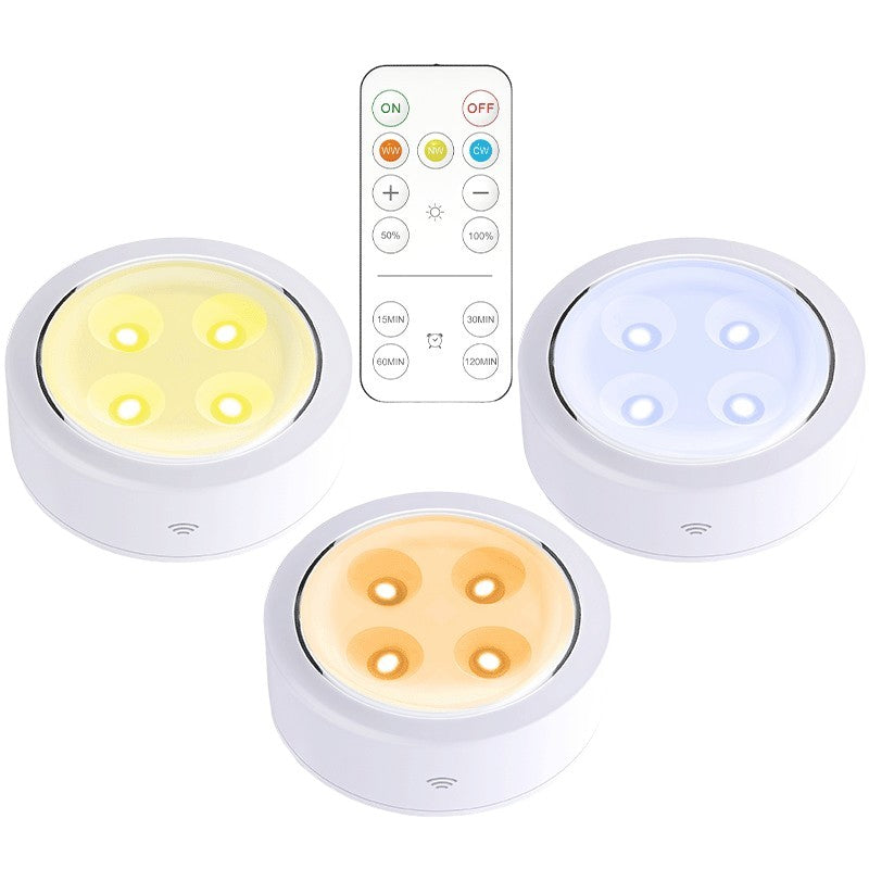 Set de 3 Lampi Led Flippy, Fara Fir, Cu Baterii, 3 Culori de Lumina, cu Telecomanda, din Plastic, Alb-0