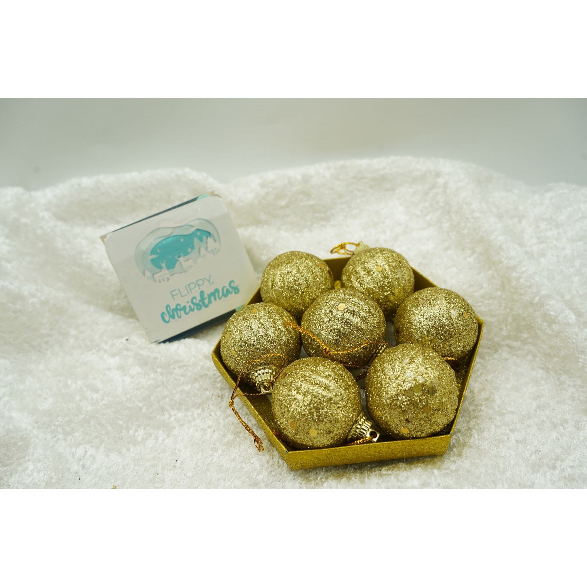 Set de 35 ornamente de brad, Flippy, de tip Glob, Rosu/ Auriu, din polistiren, cu finisaj sclipitor , cutie  11  cm adancime x 19  cm inaltime x 11  cm lungime)-3