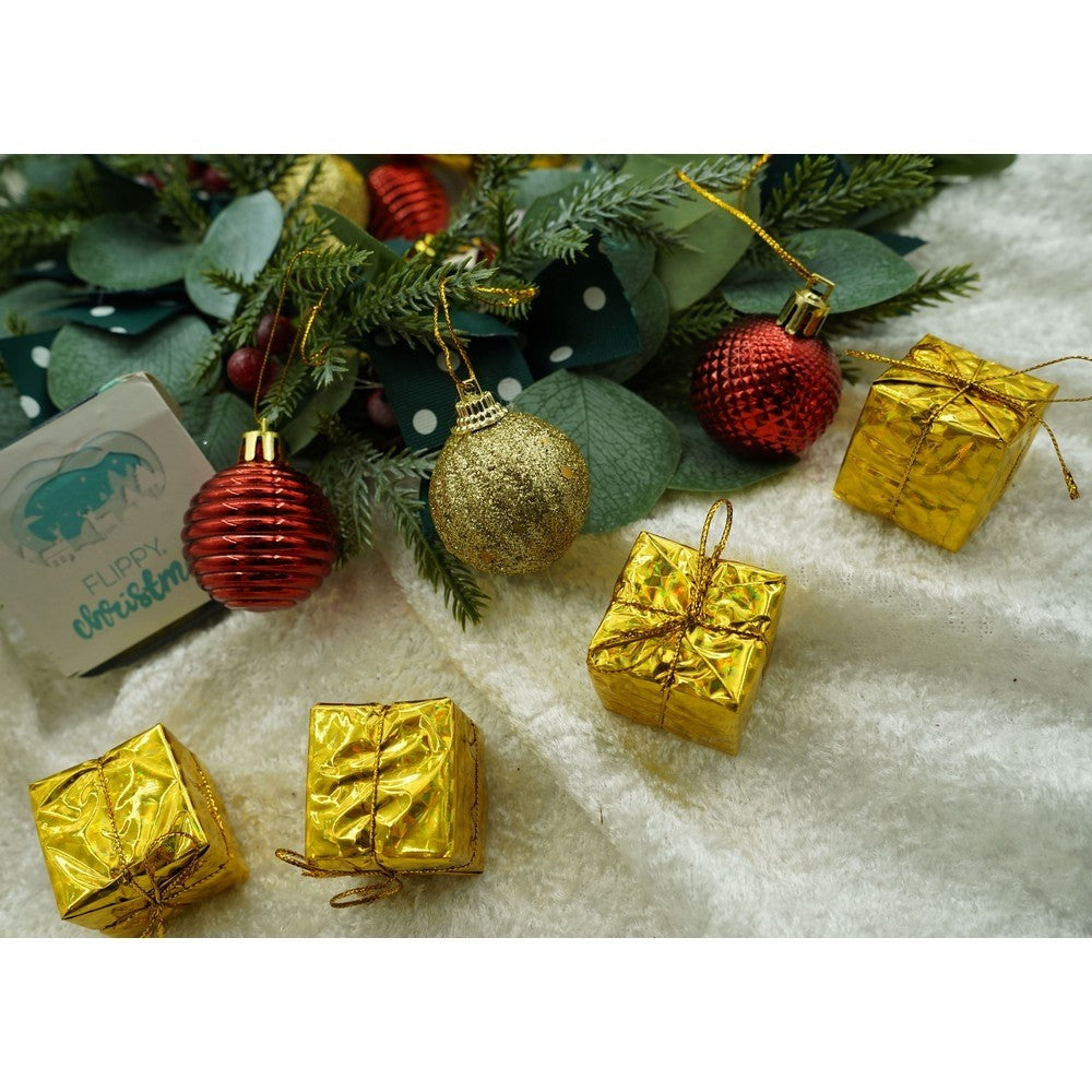 Set de 35 ornamente de brad, Flippy, de tip Glob, Rosu/ Auriu, din polistiren, cu finisaj sclipitor , cutie  11  cm adancime x 19  cm inaltime x 11  cm lungime)-6