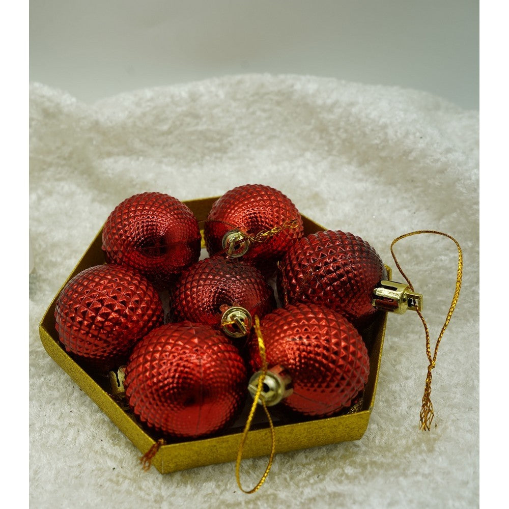 Set de 35 ornamente de brad, Flippy, de tip Glob, Rosu/ Auriu, din polistiren, cu finisaj sclipitor , cutie  11  cm adancime x 19  cm inaltime x 11  cm lungime)-7