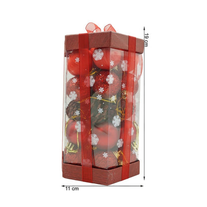 Set de 35 ornamente de brad, Flippy, de tip Glob, Rosu, din polistiren, cu finisaj sclipitor , cutie  11  cm adancime x 19  cm inaltime x 11  cm lungime)-10