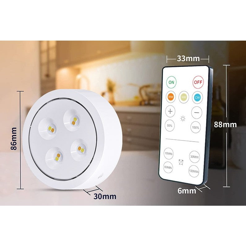 Set de 6 Lampi Led Flippy, Fara Fir, Cu Baterii, 3 Culori de Lumina, cu 2 Telecomenzi, din Plastic, Alb-3