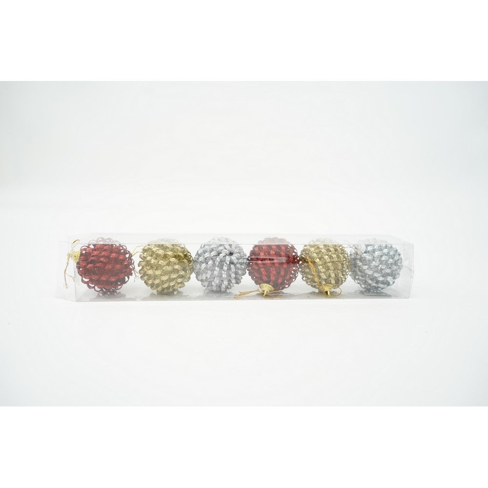 Set de 6 ornamente de brad, Flippy, de tip Glob, Multicolor, cu ø de 6 cm, din metal, cu finisaj sclipitor , cutie  6  cm adancime x 34  cm lungime x 6  cm inaltime-15