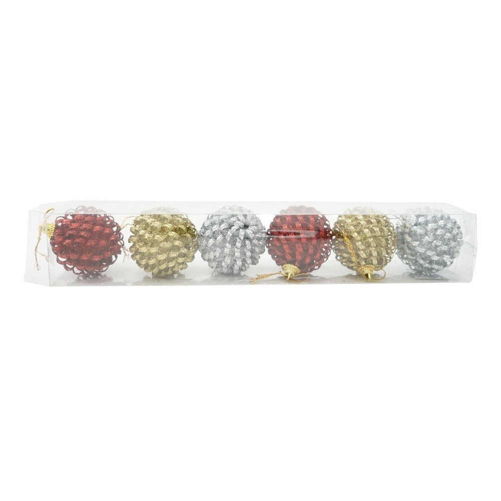 Set de 6 ornamente de brad, Flippy, de tip Glob, Multicolor, cu ø de 6 cm, din metal, cu finisaj sclipitor , cutie  6  cm adancime x 34  cm lungime x 6  cm inaltime-0