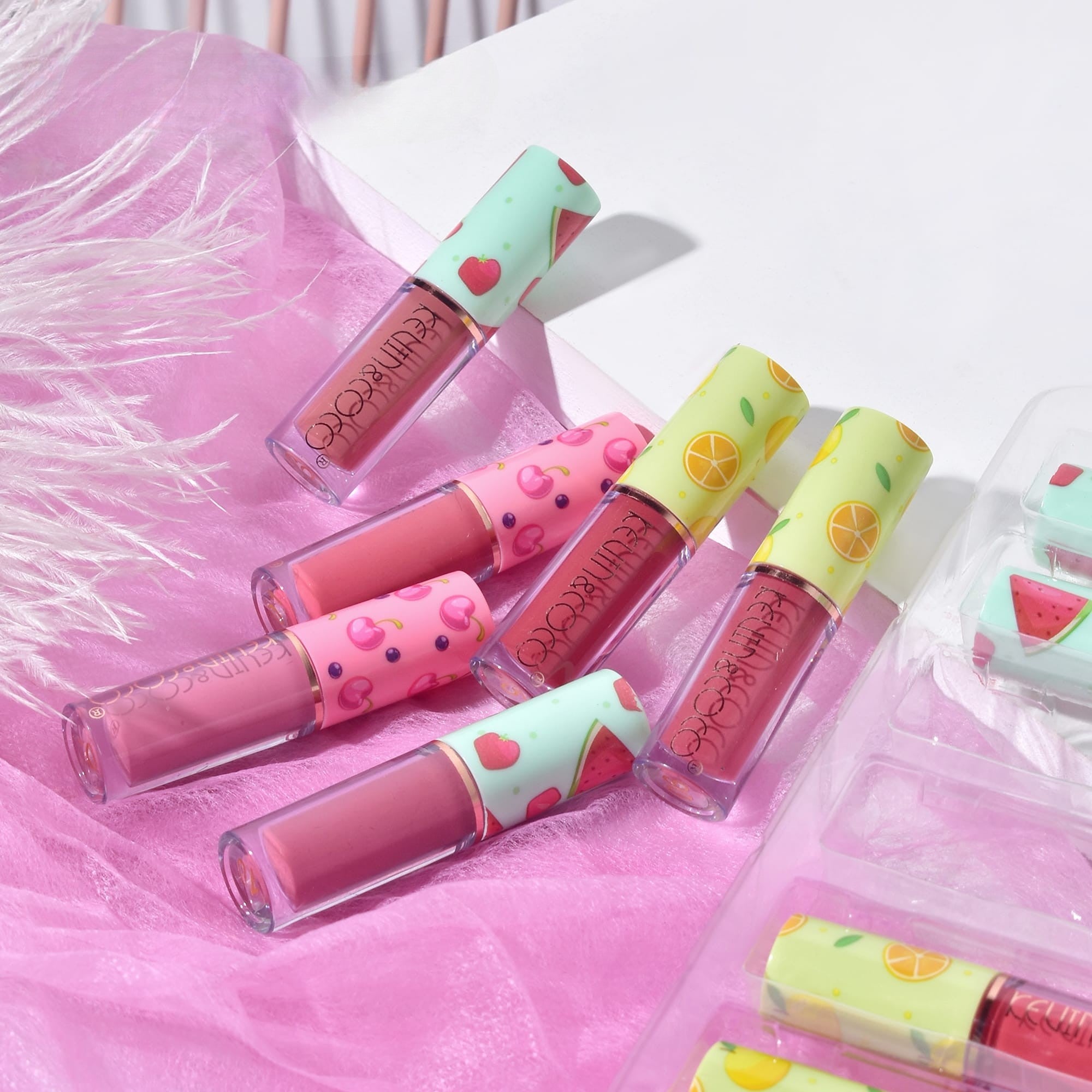 Set de Buze, KEVIN & COCO, 36 Lip Gloss-uri, Model Capac cu Fructe, 32.3 x 24.3 x 2.4 cm, Multicolor-6