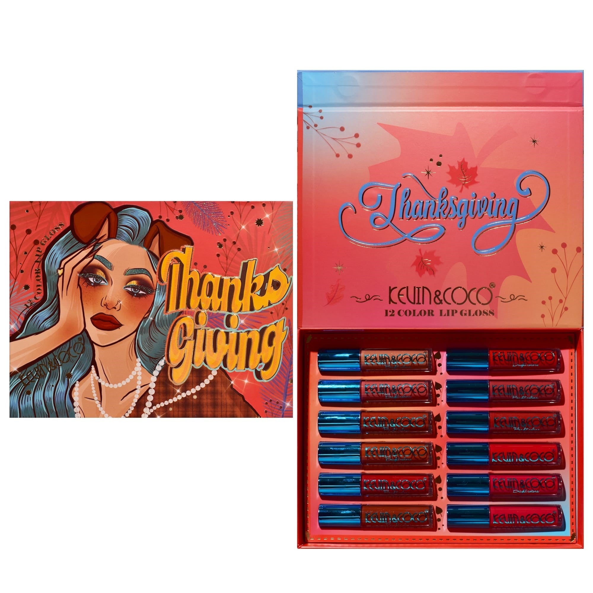 Set de Buze, KEVIN & COCO, Caramel Pie, 12 Lip Gloss-uri, 24 x 18.5 x 3.4 cm, Multicolor-5