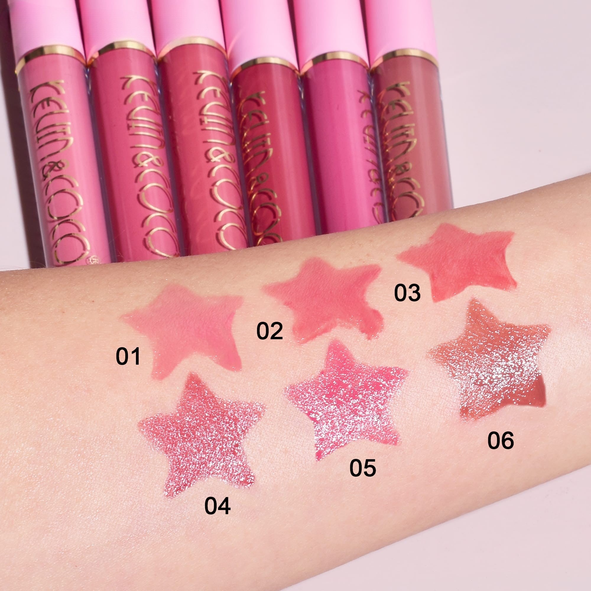 Set de Buze, KEVIN &amp; COCO, Pink Girl, 6 Lip Gloss-uri, 17 x 14.8 x 2.9 cm, Roz/Maro-3