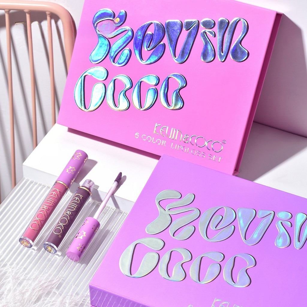 Set de Buze, KEVIN &amp; COCO, Pink Girl, 6 Lip Gloss-uri, 17 x 14.8 x 2.9 cm, Roz/Maro-5