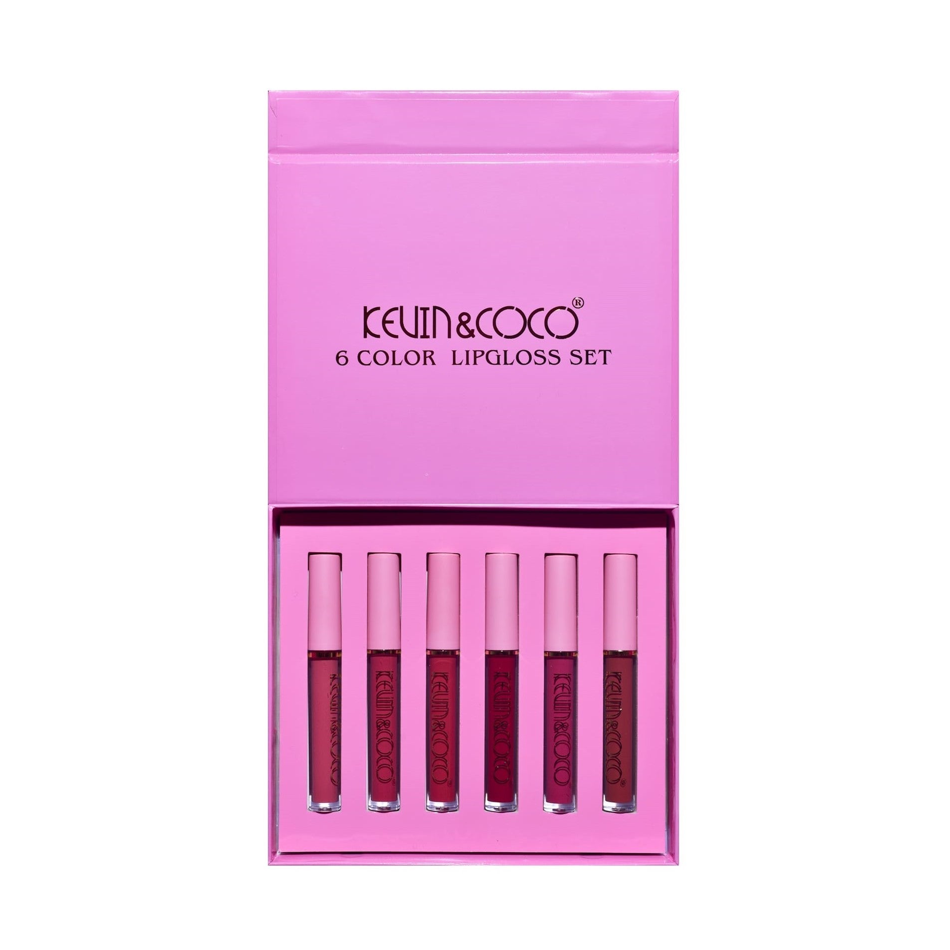 Set de Buze, KEVIN &amp; COCO, Pink Girl, 6 Lip Gloss-uri, 17 x 14.8 x 2.9 cm, Roz/Maro-6