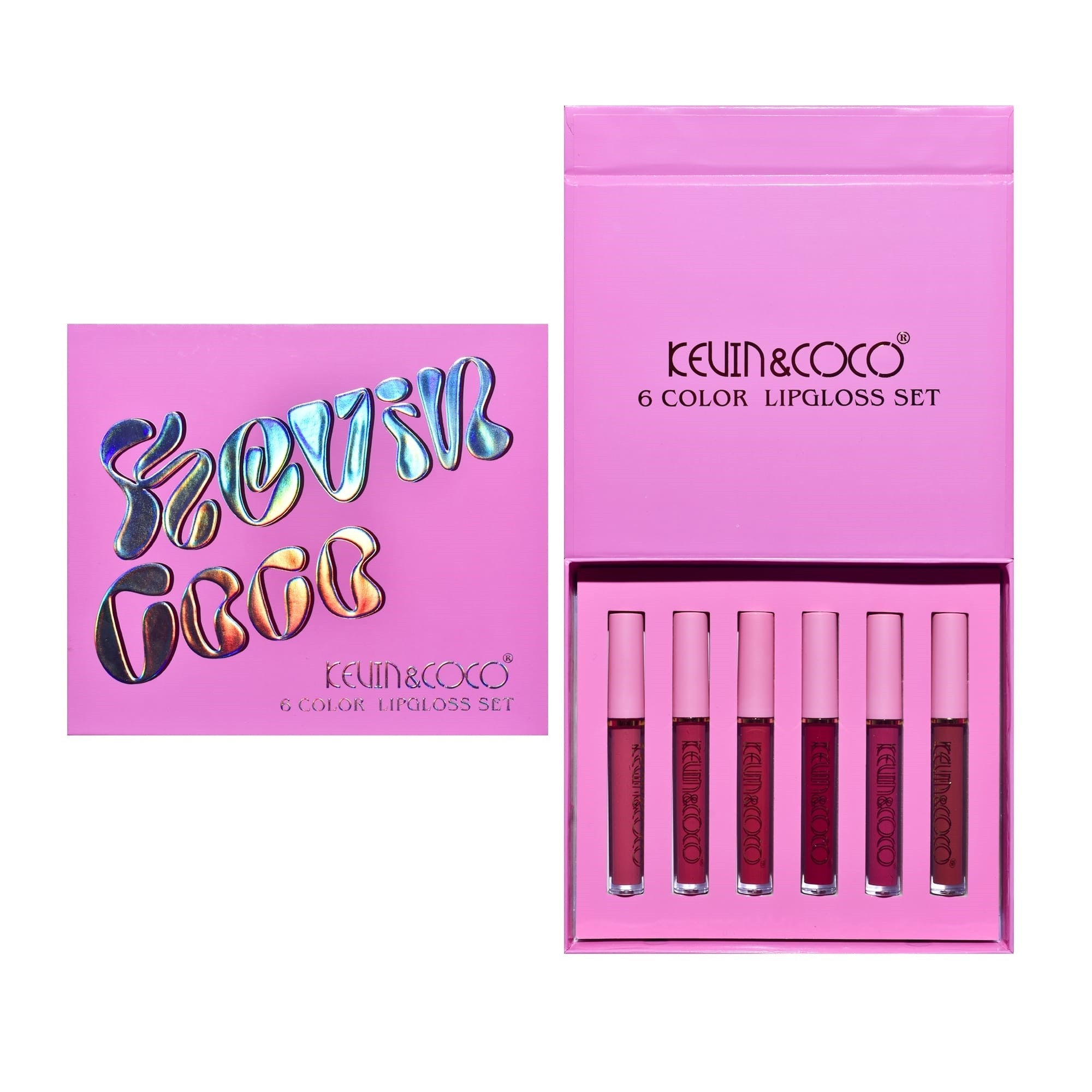 Set de Buze, KEVIN &amp; COCO, Pink Girl, 6 Lip Gloss-uri, 17 x 14.8 x 2.9 cm, Roz/Maro-7