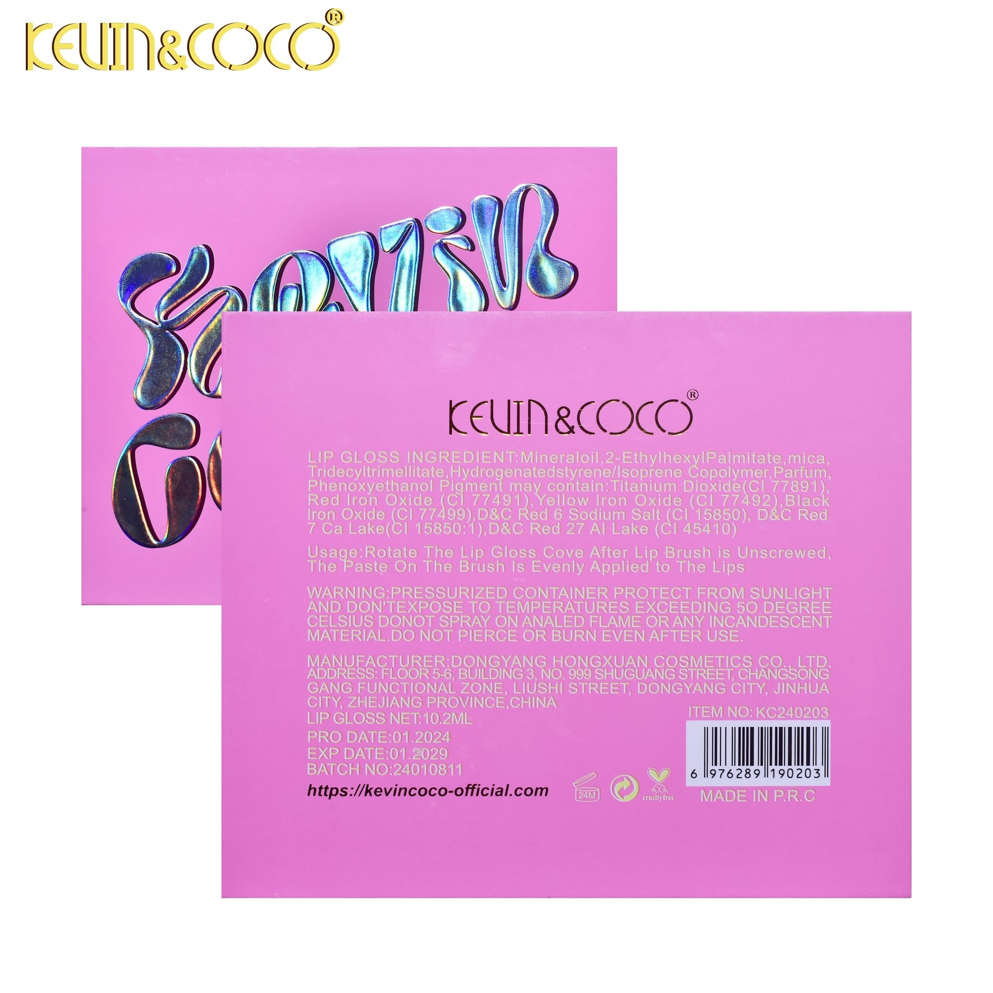 Set de Buze, KEVIN &amp; COCO, Pink Girl, 6 Lip Gloss-uri, 17 x 14.8 x 2.9 cm, Roz/Maro-8