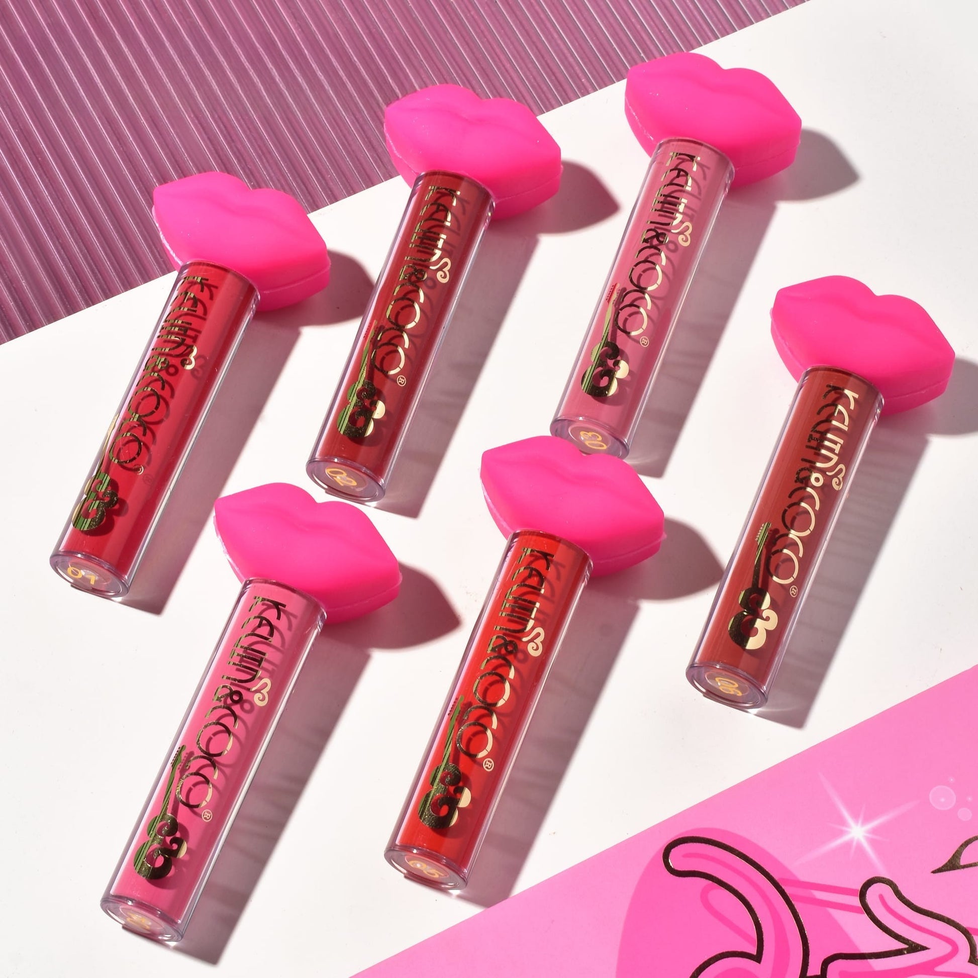 Set de Buze, KEVIN & COCO, Punk Rock, 6 Lip Gloss-uri, 19.3 x 12 cm, Roz/Maro-2