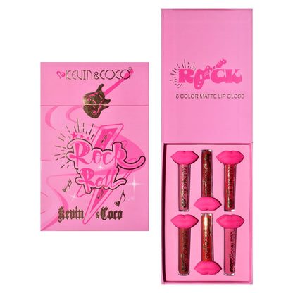 Set de Buze, KEVIN & COCO, Punk Rock, 6 Lip Gloss-uri, 19.3 x 12 cm, Roz/Maro-4