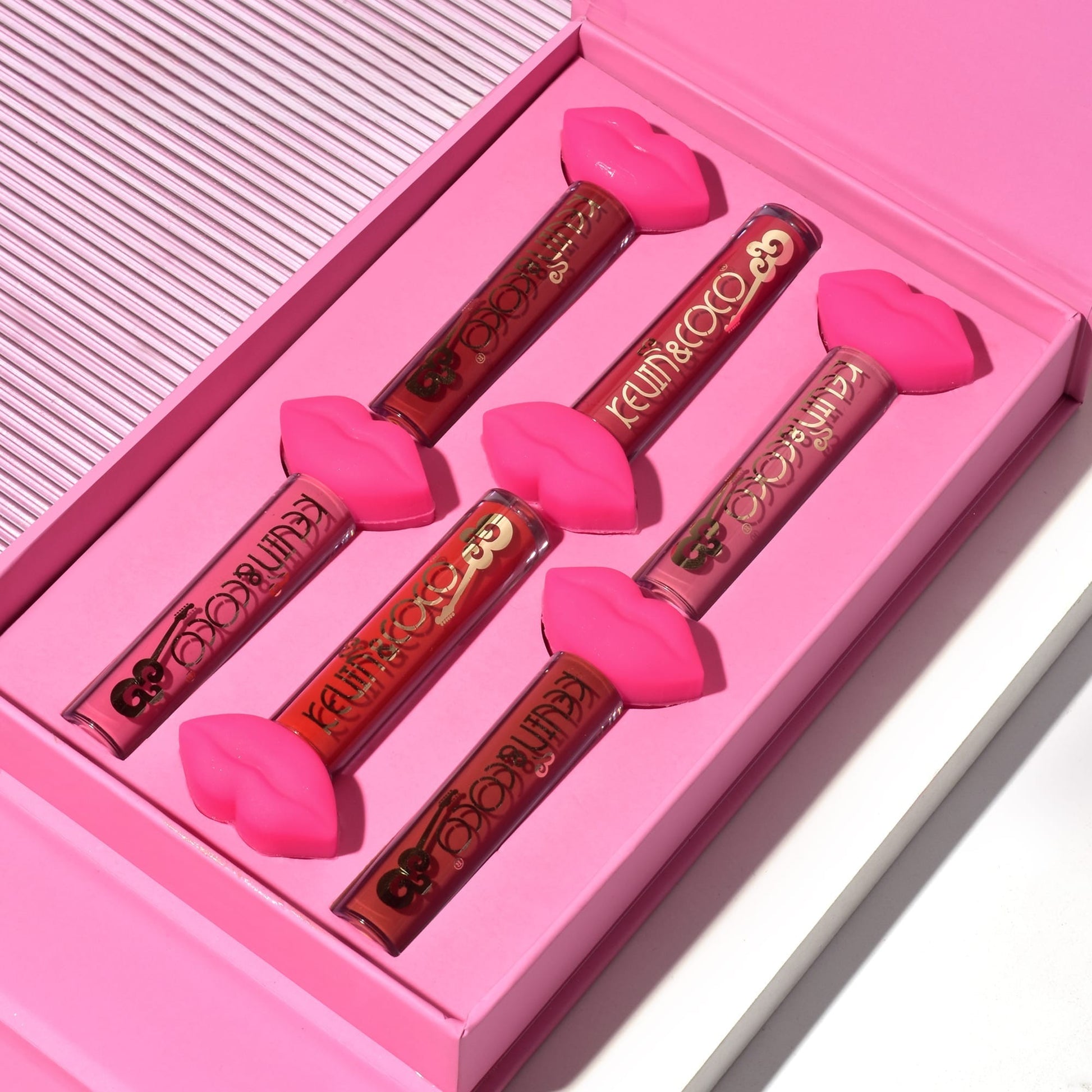 Set de Buze, KEVIN & COCO, Punk Rock, 6 Lip Gloss-uri, 19.3 x 12 cm, Roz/Maro-6