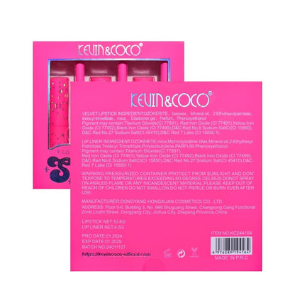 Set de Buze, KEVIN & COCO, Stay Wild, 3 Lip Stick-uri si 3 Creioane de Buze, 16.1 x 16 x 2.6 cm, Nuante Calde-3