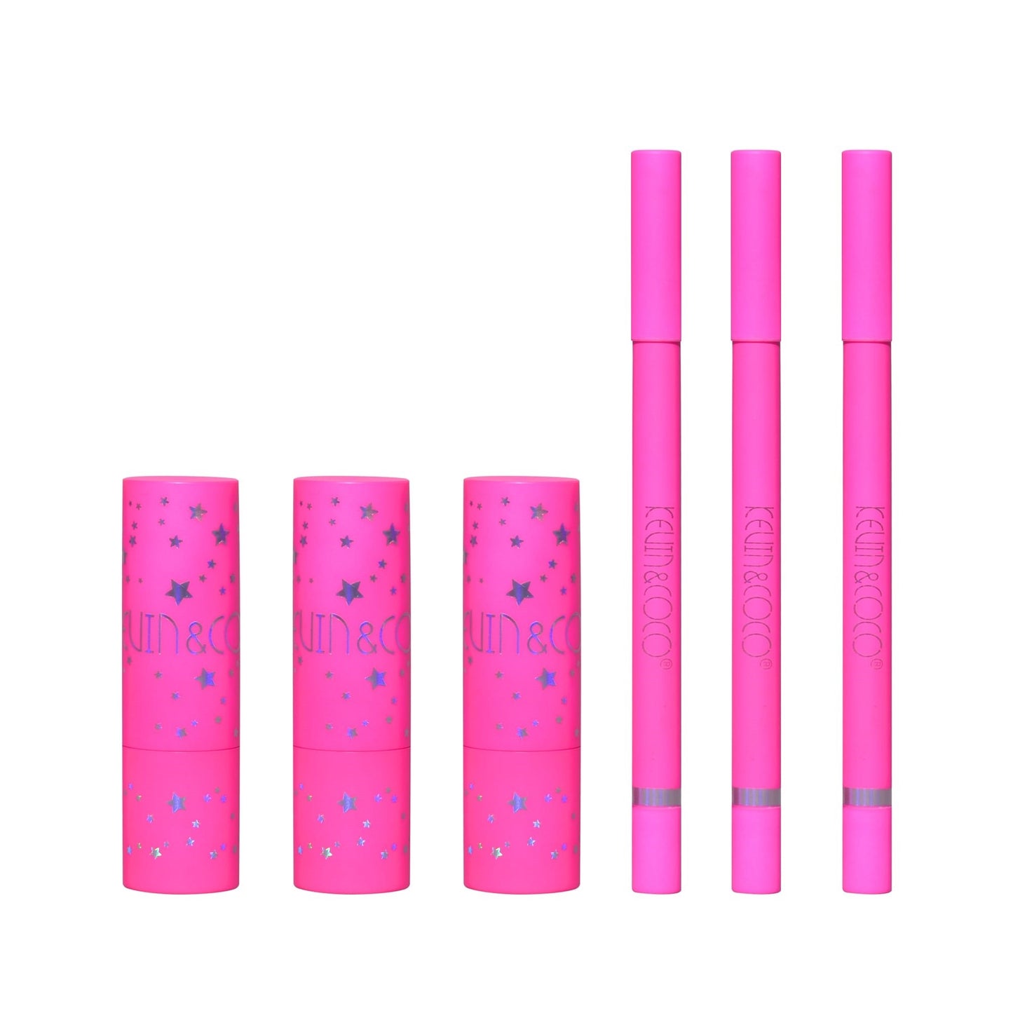 Set de Buze, KEVIN & COCO, Stay Wild, 3 Lip Stick-uri si 3 Creioane de Buze, 16.1 x 16 x 2.6 cm, Nuante Calde-4