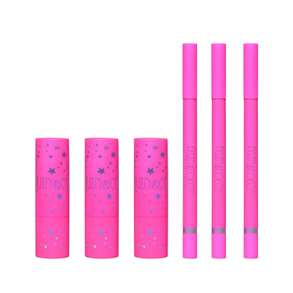 Set de Buze, KEVIN & COCO, Stay Wild, 3 Lip Stick-uri si 3 Creioane de Buze, 16.1 x 16 x 2.6 cm, Nuante Calde-4