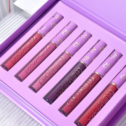 Set de Buze, KEVIN COCO, Violet Girl, 6 Lip Gloss-uri, 17 x 14.8 x 2.9 cm, Roz/Rosu/Mov-1
