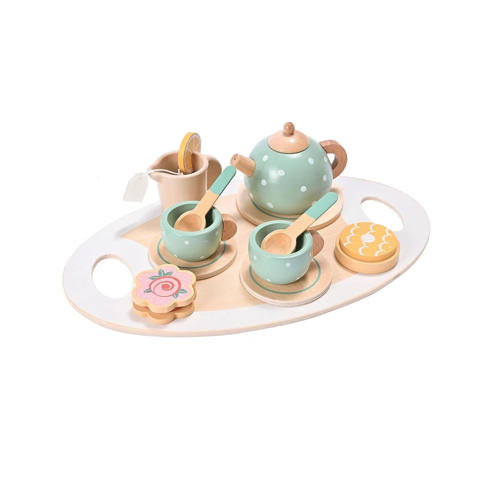 Set de Ceai Flippy, din Lemn, 15 Piese, Vopsea Ecologica, +36 Luni, Multicolor Pastel-1