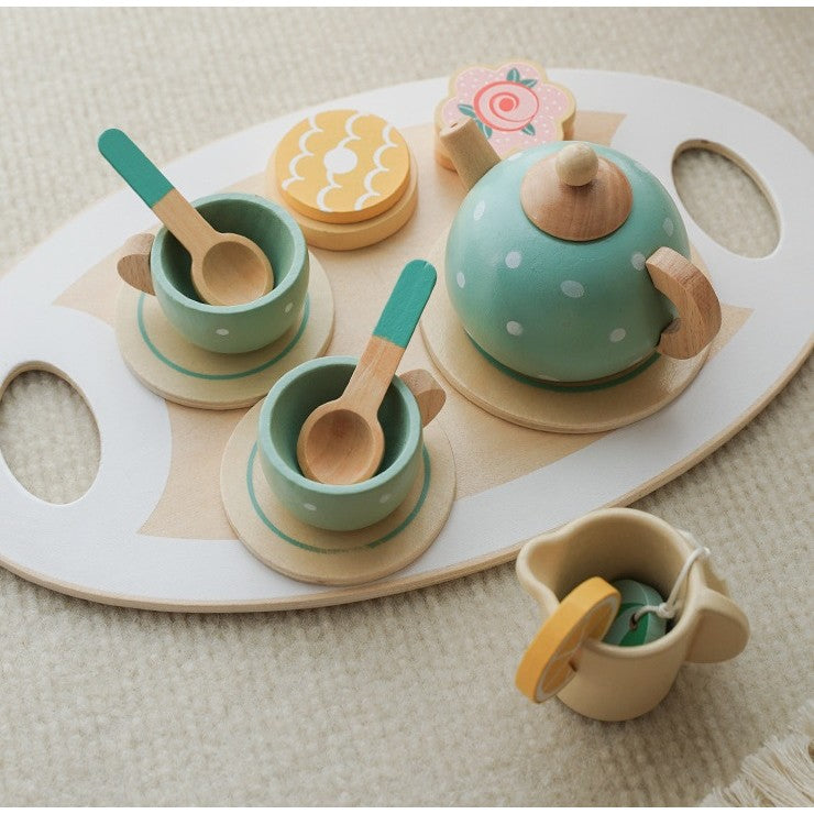 Set de Ceai Flippy, din Lemn, 15 Piese, Vopsea Ecologica, +36 Luni, Multicolor Pastel-2