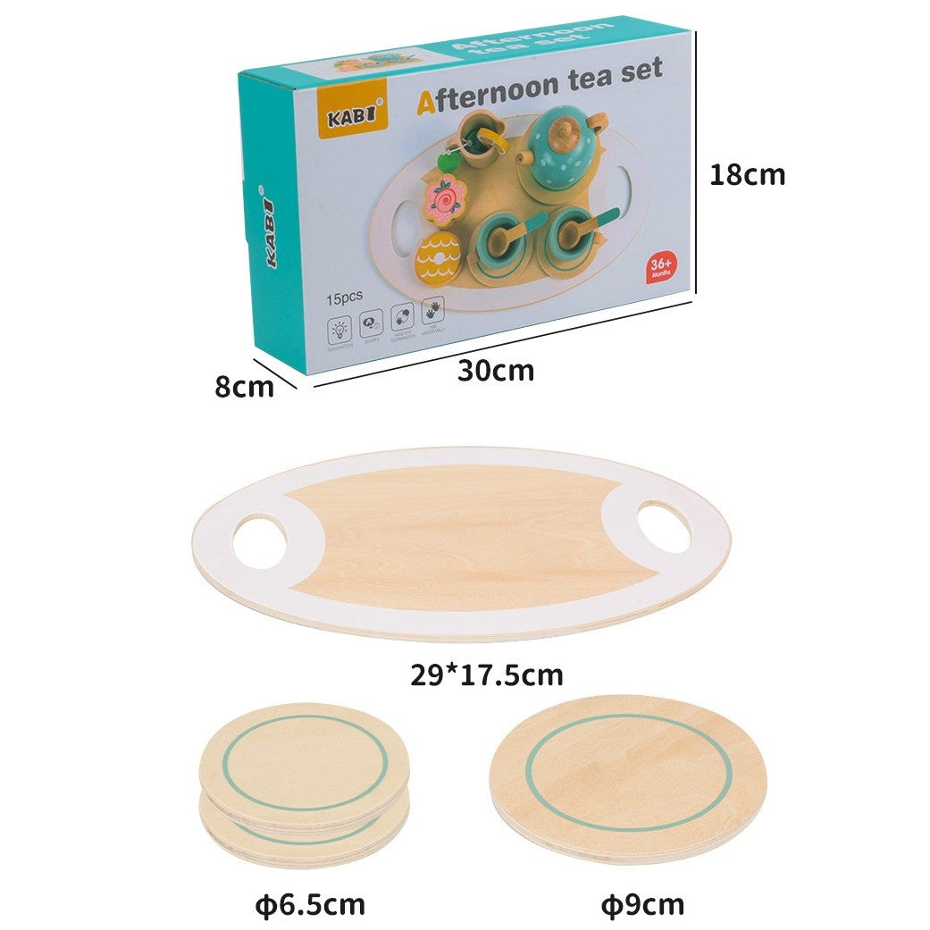 Set de Ceai Flippy, din Lemn, 15 Piese, Vopsea Ecologica, +36 Luni, Multicolor Pastel-4