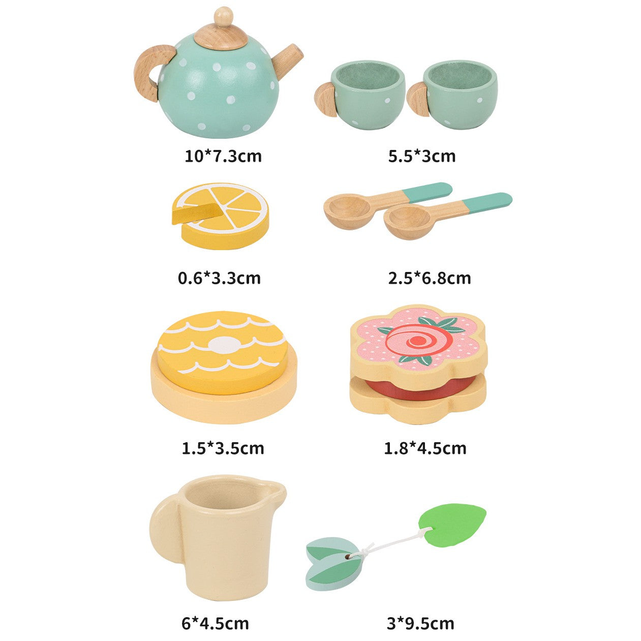 Set de Ceai Flippy, din Lemn, 15 Piese, Vopsea Ecologica, +36 Luni, Multicolor Pastel-5