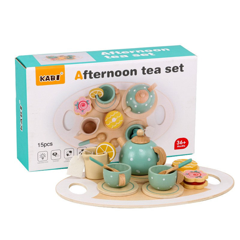Set de Ceai Flippy, din Lemn, 15 Piese, Vopsea Ecologica, +36 Luni, Multicolor Pastel-6
