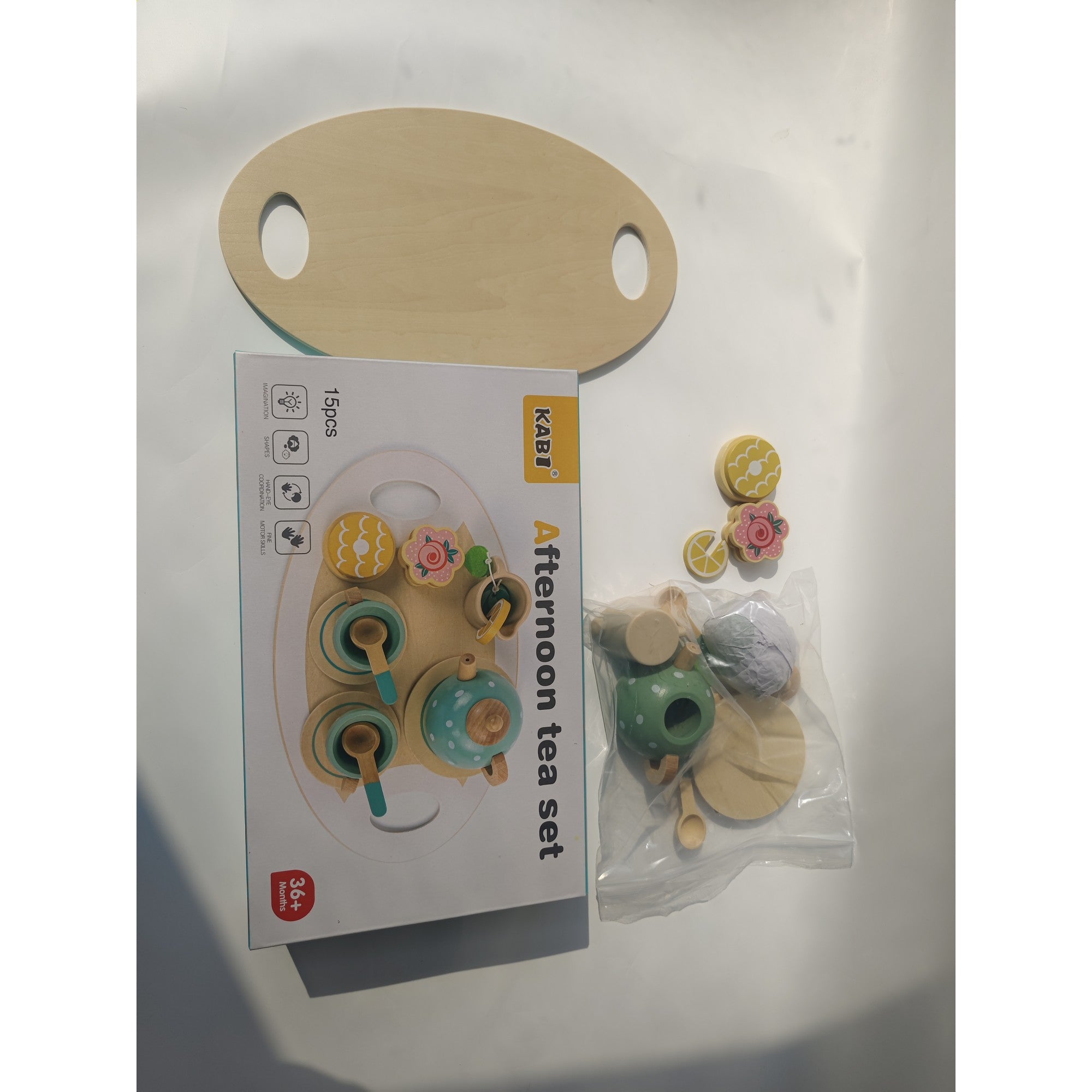 Set de Ceai Flippy, din Lemn, 15 Piese, Vopsea Ecologica, +36 Luni, Multicolor Pastel-7