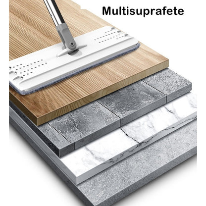 Set de curatenie Flippy, mop si galeata, galeata 5.7 l, 4 rezerve microfibra incluse, design modern, pentru interior, material plastic, peri sintetici, plat, cu storcere, alb-3